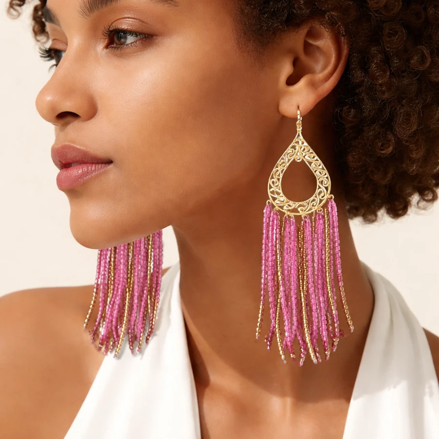 CRIEAR512PIN Pink Crystal Earrings - Image 1
