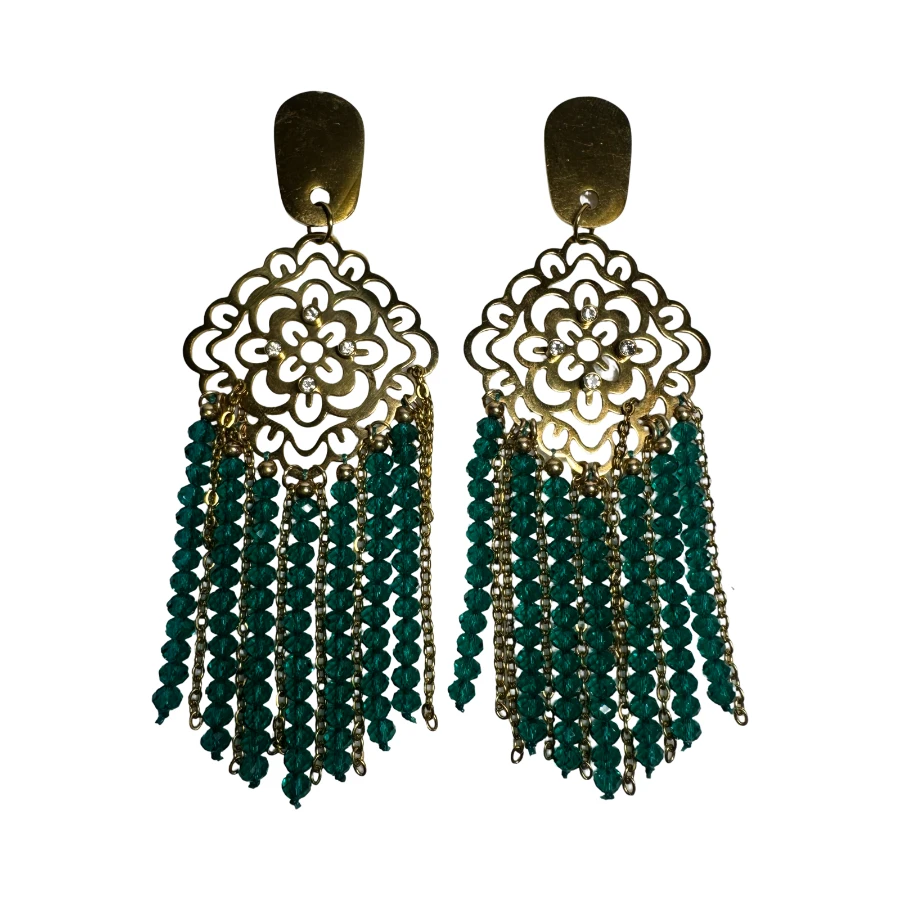 CRIEAR513GRE Green Crystal Earrings - Image 1