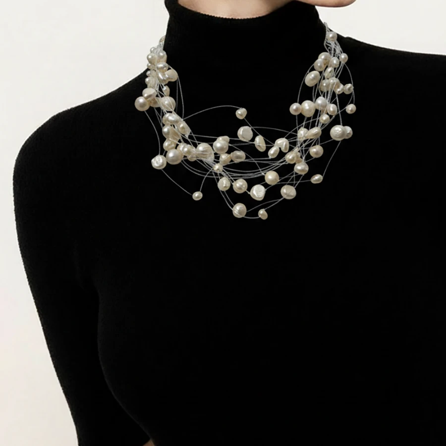 CRINEC535PEA Pearl Crystal Necklace - Image 1