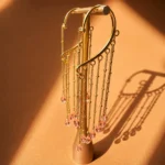 Pink Swarovski Gold Earrings
